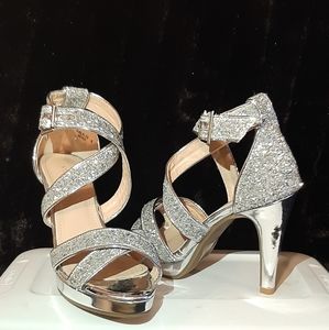 Silver glitter heels